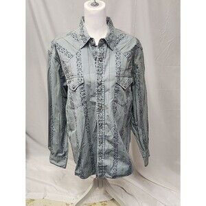 Urban Up Pipeline Western pearl snap Shirt with Scroll Print SZ M EUC
